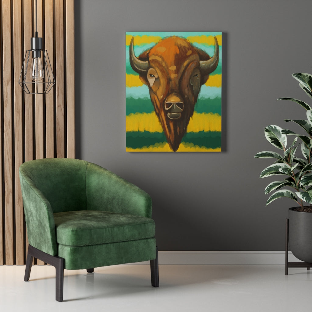 Bison Head Oil Print on Canvas 24 x 30