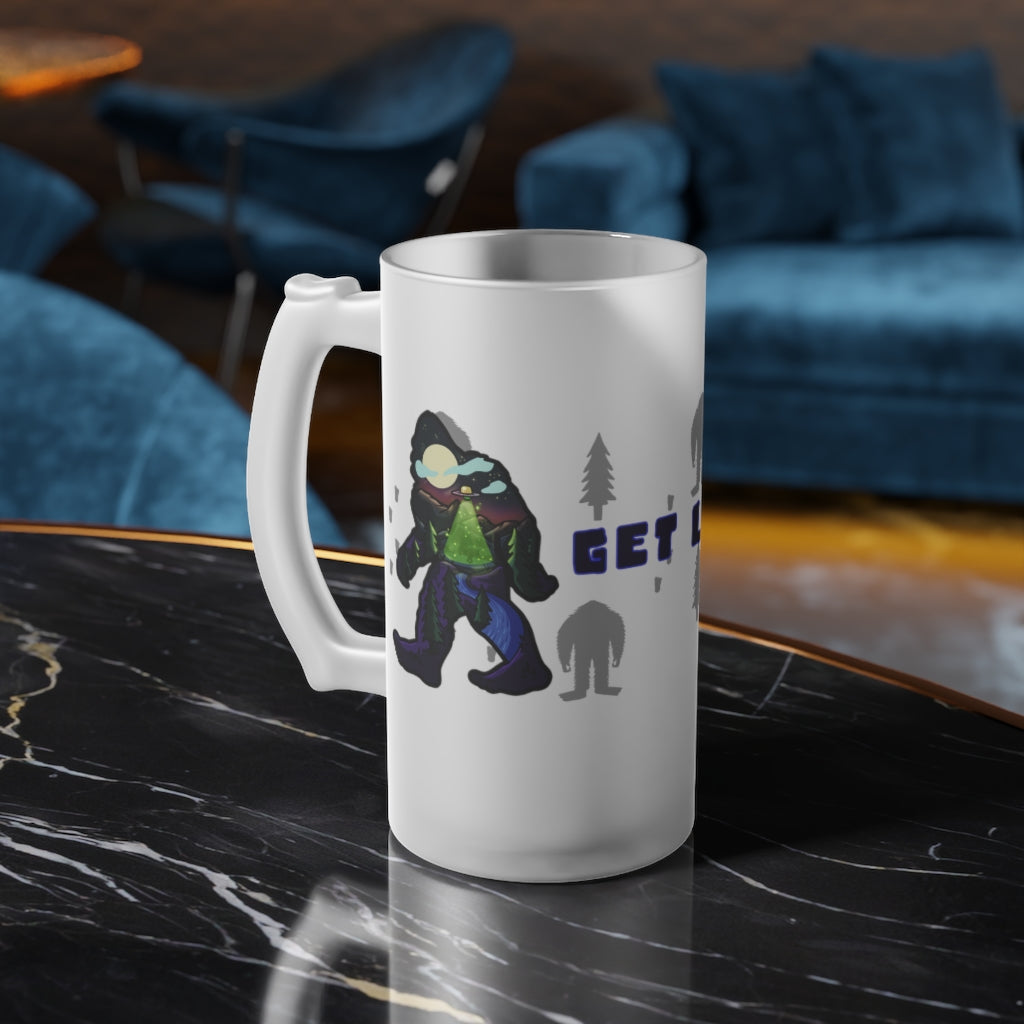 Get Lost Sasquatch Frosted Glass Beer Mug
